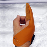 Front view of cowhide finger gloves